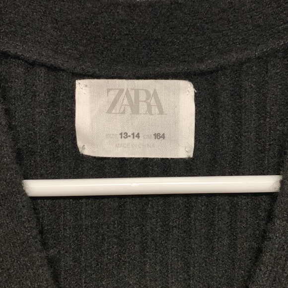 NWOT ZARA Ribbed Knit Jacket/cCardigan, Size 13-14, Color Black - Picture 4 of 6